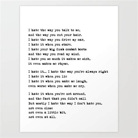 10 Things I Hate About You Poem Art Print By Gabyschw Society6
