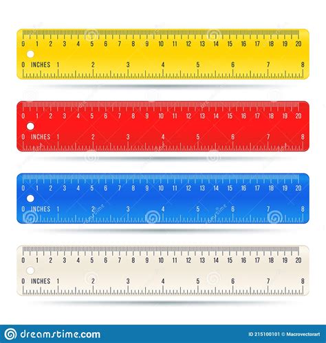 Color School Measuring Rulers In Centimeters And Inches Vector Set