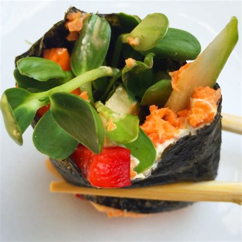 Delicious Raw Carrot Sunflower And Red Pepper Sushi Roll Love The