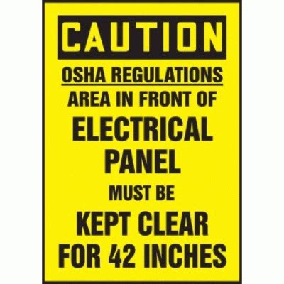 An electrical panel, also known as a distribution board, is the main hub of an electrical supply system. Caution - OSHA Regulations Area in Front of Electrical Panel Must Be Kept Clear for 42" OSHA ...
