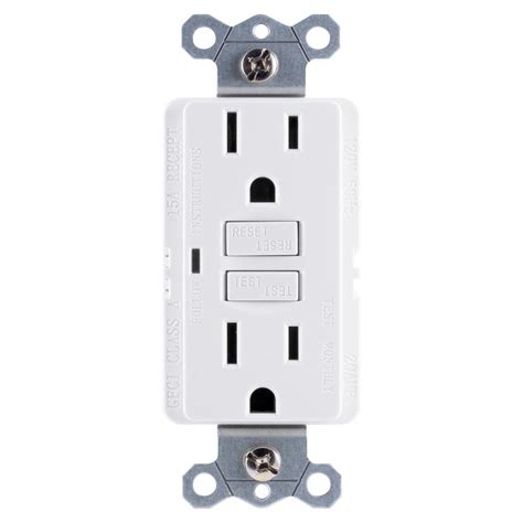 GE GFCI Outlet Receptacle Self Test Reset Buttons Indoor 15 Amp Plastic ...