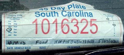 Sc Temporary Tags Of South Carolina Временные номера штата Южная