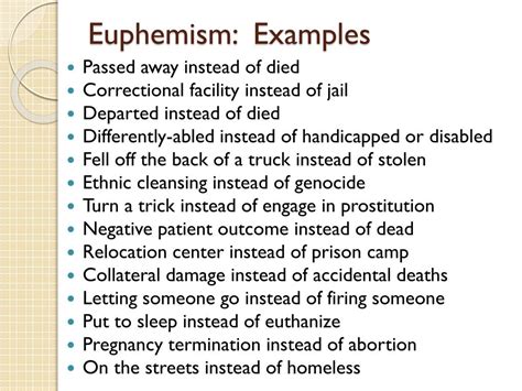 Euphemism In A Sentence Slideshare