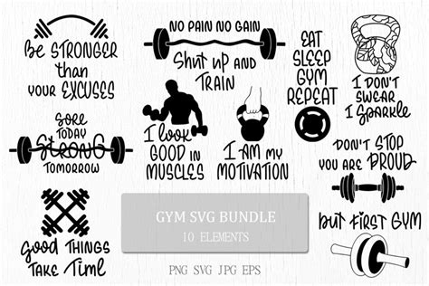 Gym Svg Bundle Funny Workout Quotes Motivational Sayings