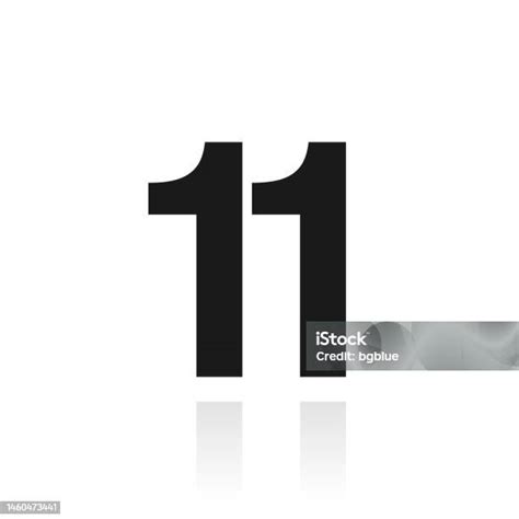 11 Number Eleven Icon With Reflection On White Background Stock