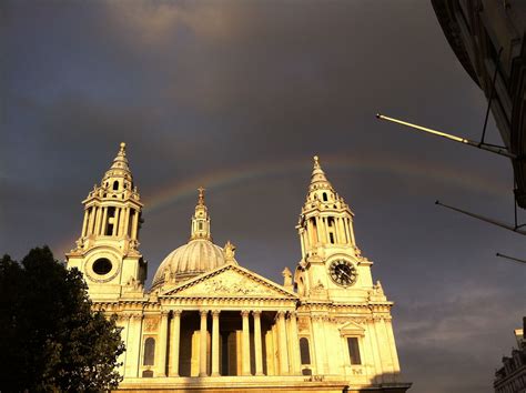 A Rainbow Perfectly Placed Over St Pauls Cathedral August 2015 St
