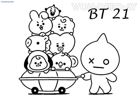 Bt21 Coloring Pages 80 Free Printable Coloring Pages Outline Drawings