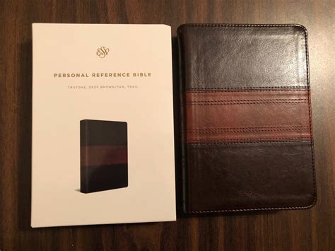 Personalized Esv Personal Size Reference Bible Deep Brown Tan Trutone