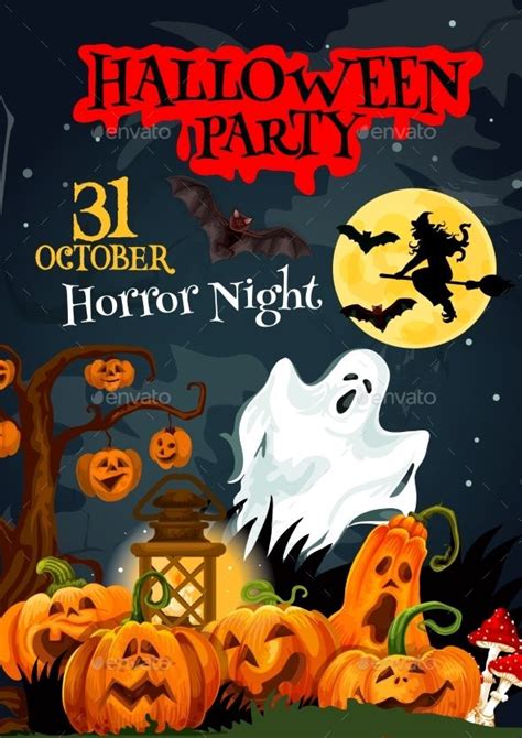 Halloween Ghost Poster For Horror Party Design Horror Party