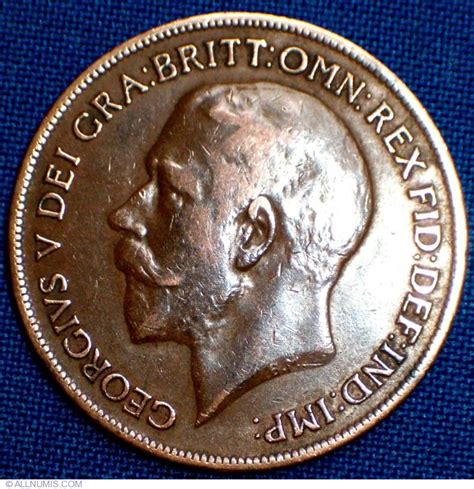 Penny 1919 George V 1910 1936 Marea Britanie Monedă 11217
