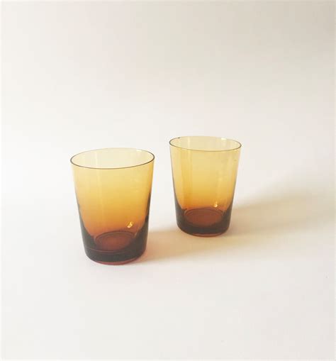 Vintage Burnt Orange Drinking Glasses Set Of 2 Etsy