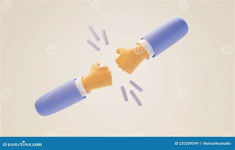 Two Short Cartoon Hands Fist Bump Greeting Gesture Together Punching