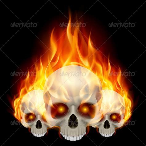 Cool Skulls On Fire Drawings