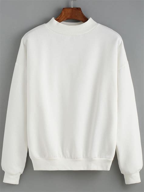 Long Sleeve Loose White Sweatshirtfor Women Romwe