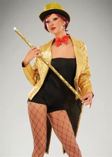 Womens Rocky Horror Columbia Style Gold Sequin Showgirl Costume