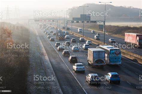 Morning Traffic On The British Motorway M1 Stock Photo Download Image