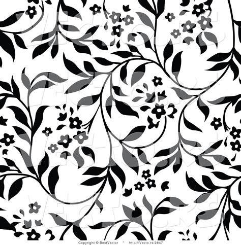 Free Download Vector Of White And Black Floral Vines Background Pattern