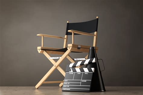Director Chair Movie Clapper And Megaphone 3d Rendering