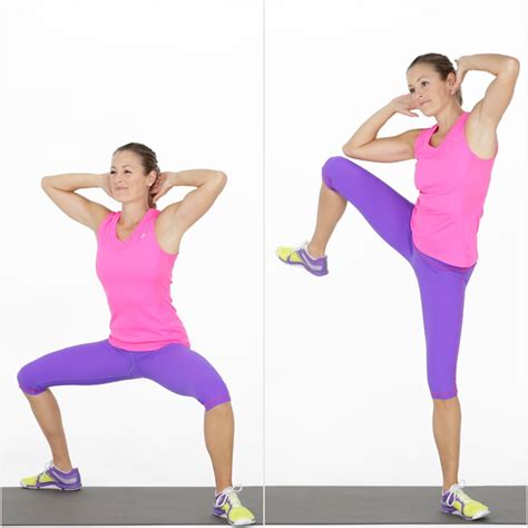 Sumo Squat And Side Crunch Flat Abs Bodyweight Workout Popsugar Fitness