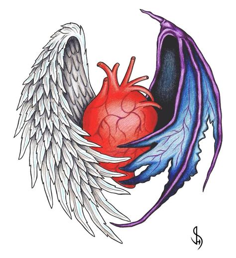 Half Angel Half Devil Heart Drawing 2001townandcountryvan