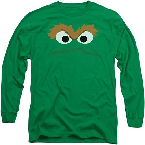 Amazon Com A E Designs Oscar The Grouch T Shirt Face Long Sleeve Shirt Clothing Shoes Jewelry