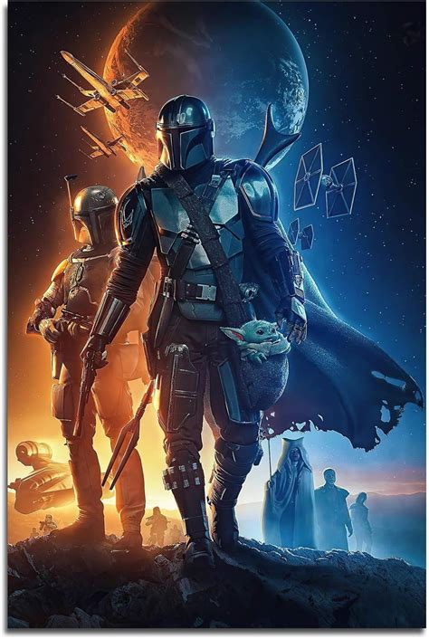 Emxee The Child Mandalorian And Mando Poster Hd Movie Print Canvas