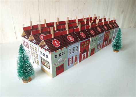 Advent Calendar Printable Christmas Village Diy Paper Houses Etsy