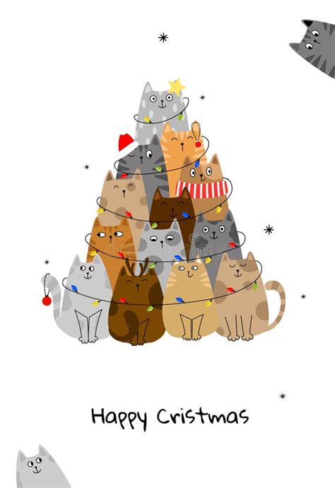 Christmas Tree Presents Cats Stock Illustrations 55 Christmas Tree