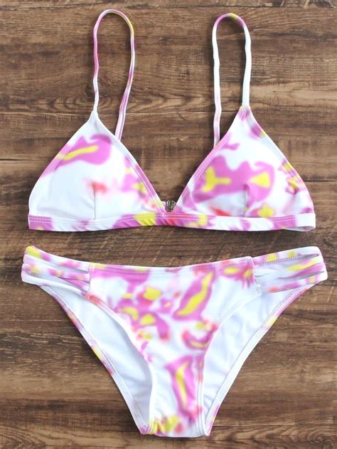 shop tie dye triangle bikini set online shein offers tie… bikinis swimsuits swimwear