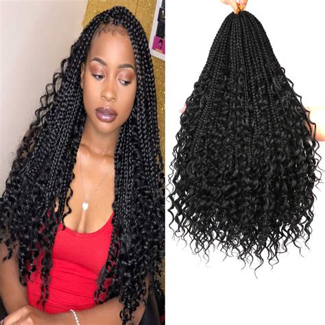 Buy 7 Packs 20 Inch Crochet Box Braids Hair With Curly Ends Prelooped