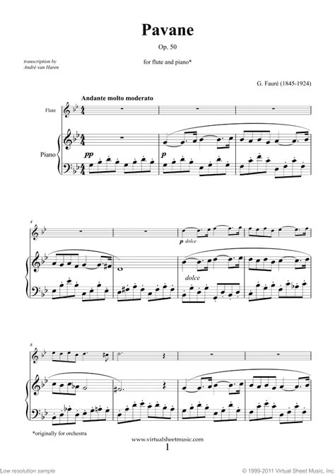 Faure Pavane Op50 Sheet Music For Flute And Piano Pdf