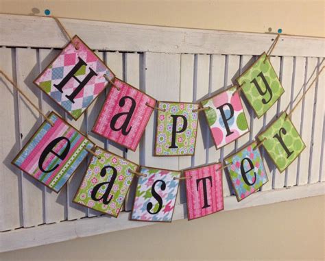 Easter Banner Bunting Garland Happy Easter Colorful Spring