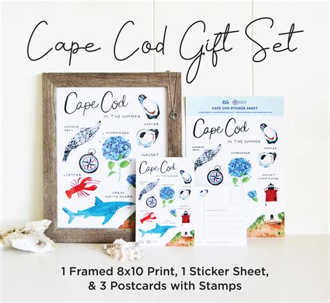 Cape Cod T Set With Framed Art Print Sticker Sheet And 3 Etsy