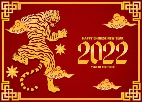 Premium Vector Chinese New Year Greeting Design With Tiger