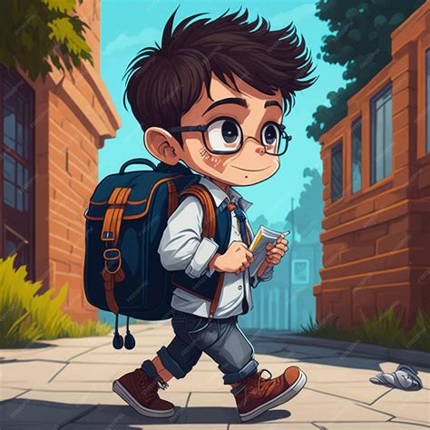 Premium Vector Cute Boy Go To School