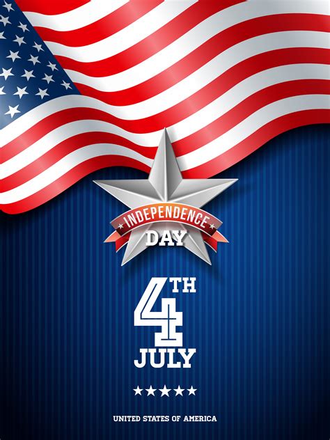 Independence Day Of The USA Vector Illustration Fourth Of July Design With Flag On Blue