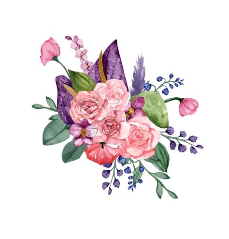 Premium Vector Bouquet Of Flowers Watercolor Spring Botanical