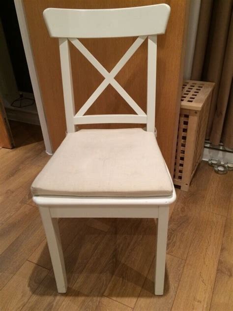 White Ikea INGOLF chair with seat cushion  in London  Gumtree