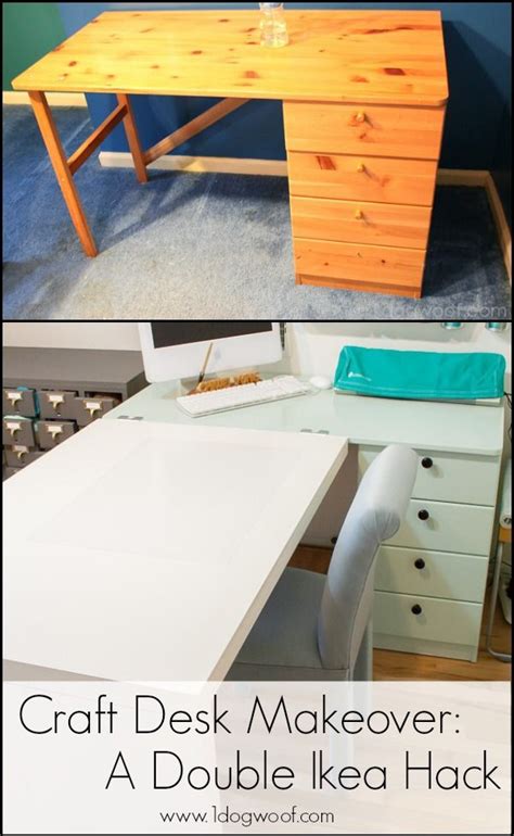 An Ikea Hack Craft Desk Makeover Diy Furniture Craft Desk Desk Makeover
