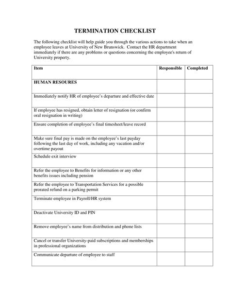 10  Termination Checklist Examples - PDF | Examples