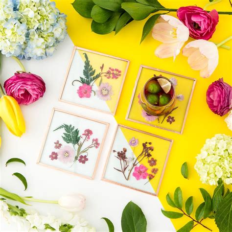Pressed Flower Coaster Kit Flowers For Mom Pressed Flowers Wedding
