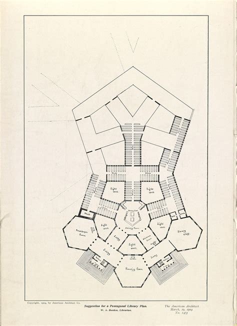 Plan For A Projected Pentagonal Library The American Architect March