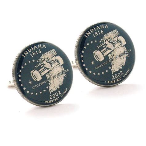 Indiana Quarter Cufflinks Suit Flag State Coin Jewelry Usa Us Coin