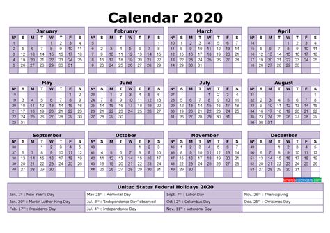 2020 Free Printable Calendar With Holidays Word Pdf Free Printable