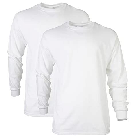 Gildan Mens Ultra Cotton Long Sleeve T Shirt Style G Multipack T Shirt White Pack