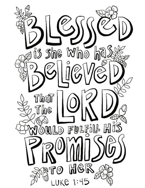 Luke 1:45 coloring page on Procreate | Bible verse coloring page, Hand ...