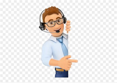 3d Call Center Worker Pointing Aside Cartoon Free Transparent Png