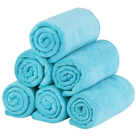Solid Microfiber Bath Towel Set 6 Pcsextra Absorbent27 X 55 Inches