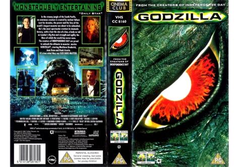 Godzilla 1998 On Cinema Club United Kingdom Vhs Videotape