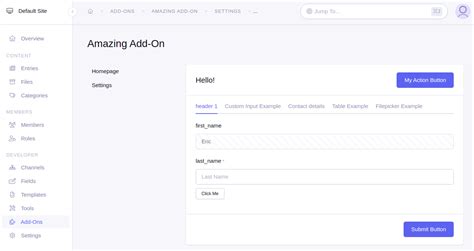 Add Control Panel Pages To Your Add On — Expressionengine 7 Documentation
